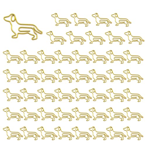 Gaodercha 50 Stücke Dachshund Papierklammern Metall Tier Papierklammern Kreative Metall Papierklammern Cartoon Lesezeichen Papierklammern für Bürokollegen und Schullehrer Schüler (Orange) von Generisch