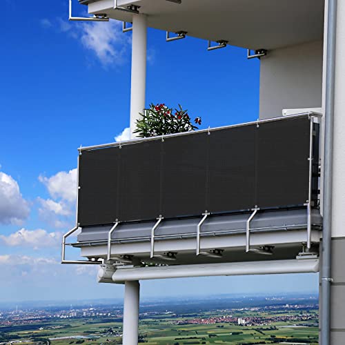 Garden Sonnenschutzplane mit Kabelbindern, UV-Block, 85 % atmungsaktiv, Netzstoff, 140 x 750 cm, für Garten, Privatsphäre, Outdoor-Schattenlösung, Schwarz von Generisch