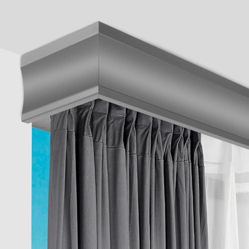 Gardinen-Palmet-Kastensystem, 3-in-1-Vorhangschiene mit Metallstange und dekorativem Volant für Vorhänge in individueller Länge Gardinen-Palmet-Kastensystem, 3-in-1-Vorhangschiene mit Metallstange und dekorativem Volant für Vorhänge in individueller Länge von Generisch