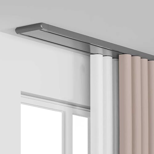 Gardinen Schienensystem Zweireihige Vorhangschiene Deckenbefestigung Aluminium 2-läufige Gardinenschiene 2.6m von Generisch