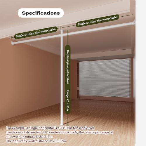 Gardinenstangen ohne Bohren, verstellbar, wärmeisoliert, Raumteiler, Verdunkelungsvorhänge für Boden bis Decke, Raumtrenner, 2,2 ~ 3,2 m Breite Gardinenstangen ohne Bohren, verstellbar, wärmeisoliert, Raumteiler, Verdunkelungsvorhänge für Boden bis Decke, Raumtrenner, 2,2 ~ 3,2 m Breite von Generisch