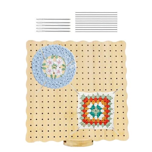Garnblockierbrett – Garnbrett mit 10 Klammern | Blockierbretter zum Häkeln | Boho-Kunst-Wanddekoration | Handgefertigte Matte zum Basteln von Strickprojekten Finishing Dekoration Anfänger von Generisch