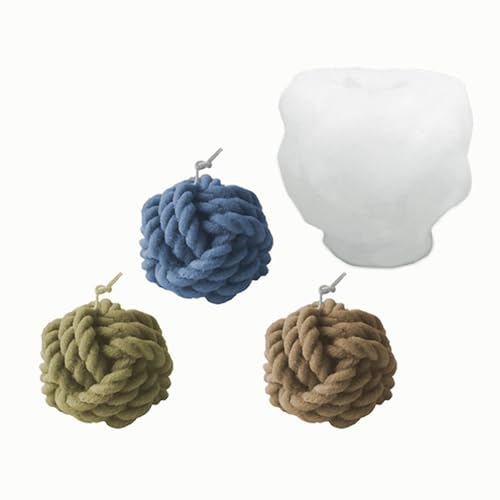 Garnkugel-Silikonform, 3D-Strickkerzenform, Wollkugelform zum Basteln, Seife, Kuchendekoration, einfaches Entformen, 2,28 x 2,09 Zoll Garnkugel-Silikonform, 3D-Strickkerzenform, Wollkugelform zum Basteln, Seife, Kuchendekoration, einfaches Entformen, 2,28 x 2,09 Zoll von Generisch