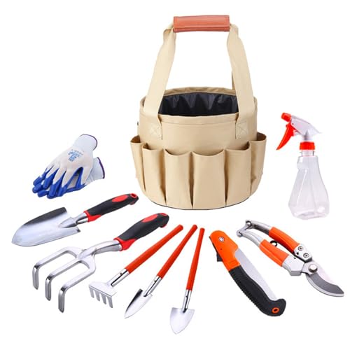 Gartengeräte-Set, tragbares Gartenset, Gartengerät für den Außenbereich, inklusive Sprühgerät, Gartenschere, Heckenschere, Klappsäge, Schaufel, Rechen usw von Generisch