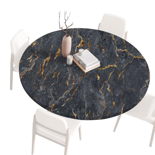 Gartentischdecke Rund Tischdecke Rund 140 120 80 60 cm, Spanntischdecke Rund Tablecloth, Tischdecke Rund Outdoor Abwaschbar Tischtücher, Round Table Cloth, Runde Tischdecke für draußen 120cm J von Generisch