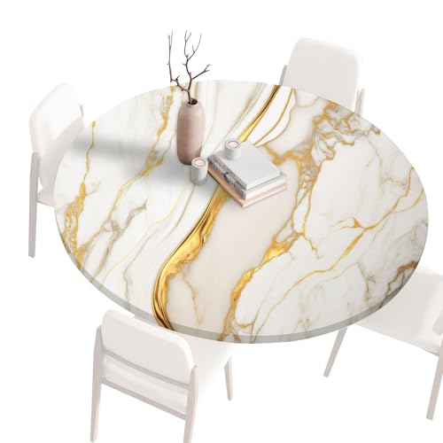 Gartentischdecke Rund Tischdecke Rund 140 120 80 60 cm, Spanntischdecke Rund Tablecloth, Tischdecke Rund Outdoor Abwaschbar Tischtücher, Round Table Cloth, Runde Tischdecke für draußen 120cm P von Generisch