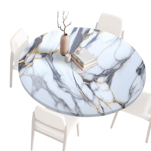 Gartentischdecke Rund Tischdecke Rund 140 120 80 60 cm, Spanntischdecke Rund Tablecloth, Tischdecke Rund Outdoor Abwaschbar Tischtücher, Round Table Cloth, Runde Tischdecke für draußen 60cm E von Generisch