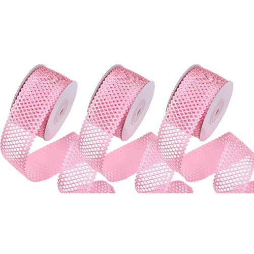 Gebogenes Gitterband, 3,8 cm breit, Diamantmuster, Bastelband für Kränze, Hochzeitsschleifen, Urlaubsdekoration und DIY-Projekte (9,1 m, 3 Stück) von Generisch