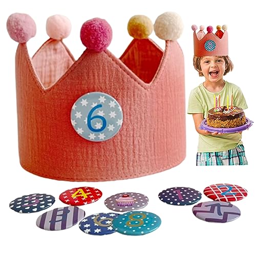 Geburtstagshut für Kinder im Alter von 1–8 Jahren,Unisex,weicher Stoffstoff,Happy Birthday-Hut mit Zahlen von 1–8,verstellbare Partyhüte,Foto-Requisiten,Geburtstagsdekoration,Geschenk von Generisch