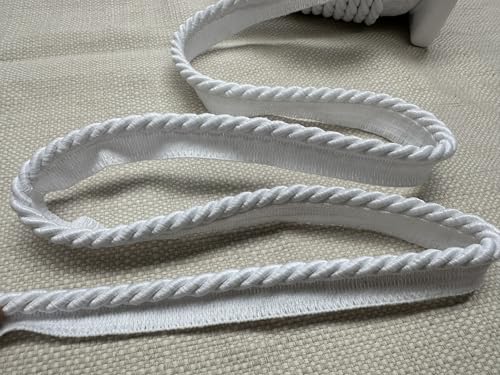 Geflanschte Paspelkordel, gedrehtes Seil, Heimdekoration, Kissen, Vorhänge, Kantenbesatz, Polsterung, 7 mm breit, jede Länge, weiß, Meterware Geflanschte Paspelkordel, gedrehtes Seil, Heimdekoration, Kissen, Vorhänge, Kantenbesatz, Polsterung, 7 mm breit, jede Länge, weiß, Meterware von Generisch
