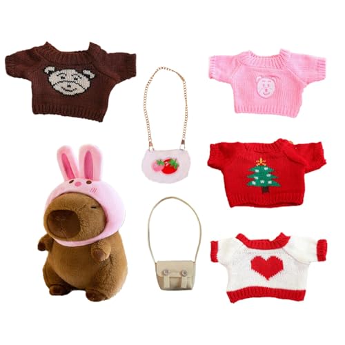 Gefüllter Capybara mit Kleidung, Capybara-Plüsch mit Zubehör - Stofftierpuppe,Niedliche Capybara-Stofftier-Spielzeug-Ankleide-Cartoon-Puppe mit Pullover-Tasche, Hut für Heimdekoration Gefüllter Capybara mit Kleidung, Capybara-Plüsch mit Zubehör - Stofftierpuppe,Niedliche Capybara-Stofftier-Spielzeug-Ankleide-Cartoon-Puppe mit Pullover-Tasche, Hut für Heimdekoration von Generisch