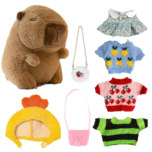 Gefülltes Kapbara-Plüschtier, Plüschtier, niedliche Winter-Kapbara-Puppe mit Kopfbedeckung – weiche entzückende Kleidung gefüllter Plüschtier, 25 Stück Gefülltes Kapbara-Plüschtier, Plüschtier, niedliche Winter-Kapbara-Puppe mit Kopfbedeckung – weiche entzückende Kleidung gefüllter Plüschtier, 25 Stück von Generisch