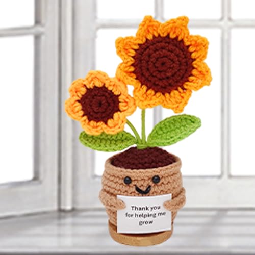 Gehäkelte Blumen, Pocket Hug Sonnenblumen, Handgefertigte Positive Häkelblumen, Gehäkelte Topfpflanze, Mutmacher Geschenk Mit Karte, Dankeschön Geschenke, 15,5x6x6cm, Sonnenblumen Gehäkelte Blumen, Pocket Hug Sonnenblumen, Handgefertigte Positive Häkelblumen, Gehäkelte Topfpflanze, Mutmacher Geschenk Mit Karte, Dankeschön Geschenke, 15,5x6x6cm, Sonnenblumen von Generisch
