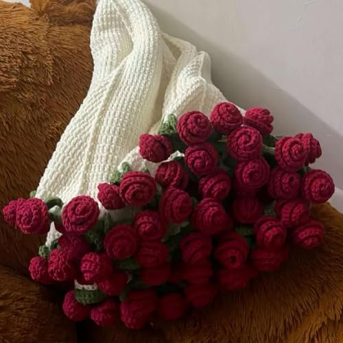 Gehäkelte Decke Blumen,Flower Bouquet Blanket,Gehäkelte Blumen Decken für Sofa,Rose Bouquet Kuscheldecke Kinderdecke Häkelblumen Künstliche Outdoor Tischdecke,Häkelblumenstrauß für Muttertag von Generisch