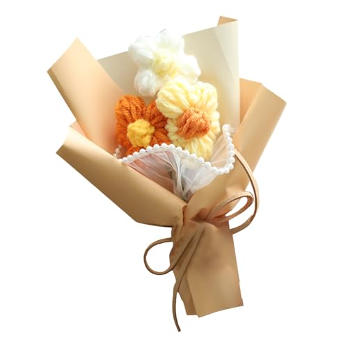 Gehäkelter Blumenstrauß Handgemachter Gestrickter Blumen Set mit Mini-Häkelblumen für die Heimdekoration Geburtstagsgeschenk Muttertagsgeschenke für Mama Mädchen Künstliche Blütenzweige (D, One Size) von Generisch