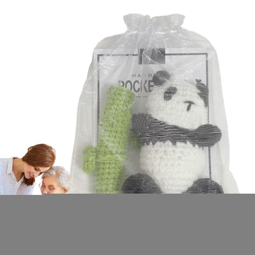 Gehäkeltes Panda-Plüschtier, Gehäkeltes Panda-Stofftier, Süße Panda-Plüschtiere, Handgefertigtes gehäkeltes Panda-Kuscheltier mit Grußkarte und Organza-Paket für Thanksgiving, Kindertag, Weihnachten, von Generisch
