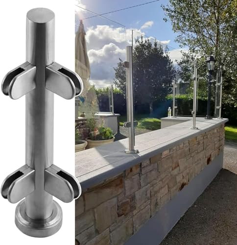 Geländerpfosten-Kit aus Glas, langlebige Glas-Balustradenpfosten mit Klemmen für Treppen und Terrassen, moderne Glaszaun-Lösung für Decks und Balkone, einfache Installation Geländerpfosten-Kit aus Glas, langlebige Glas-Balustradenpfosten mit Klemmen für Treppen und Terrassen, moderne Glaszaun-Lösung für Decks und Balkone, einfache Installation von Generisch