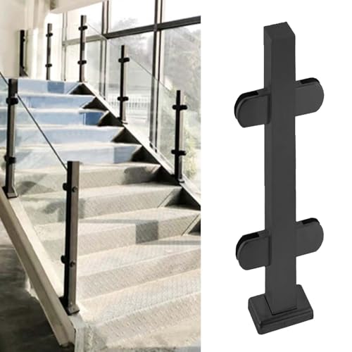 Geländerpfosten aus Edelstahl, schwarz, Glas, 61 cm - 106,7 cm hoch, für Innen- und Außenbereich, mit Klemmen, stilvolle Sicherheitsglas-Schutzleiste für Decks, Terrassen und moderne Räume von Generisch