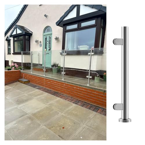Geländerpfosten aus Edelstahl mit Klemme, modernes internes externes gerahmtes Glasbaluster-System für Treppenhäuser, Hof, Terrassendielen Geländerpfosten aus Edelstahl mit Klemme, modernes internes externes gerahmtes Glasbaluster-System für Treppenhäuser, Hof, Terrassendielen von Generisch
