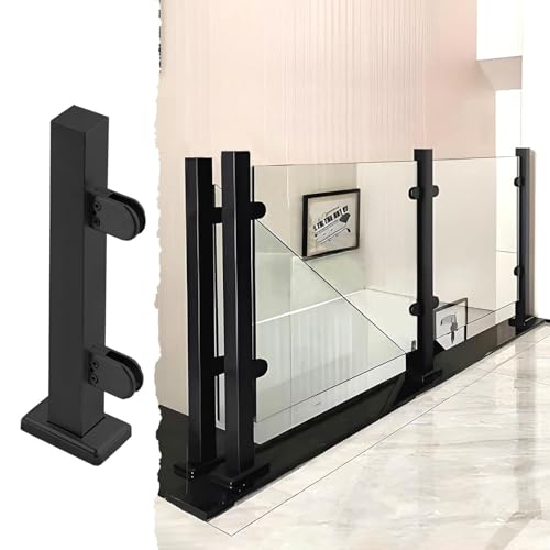 Geländerpfosten aus Edelstahl mit Klemme 61 cm - 119,4 cm | Balustraden-Set für drinnen und draußen | langlebiger schwarzer Endpfosten, 85,1 cm Höhe | sicheres Glasplatten-Leitschienensystem von Generisch