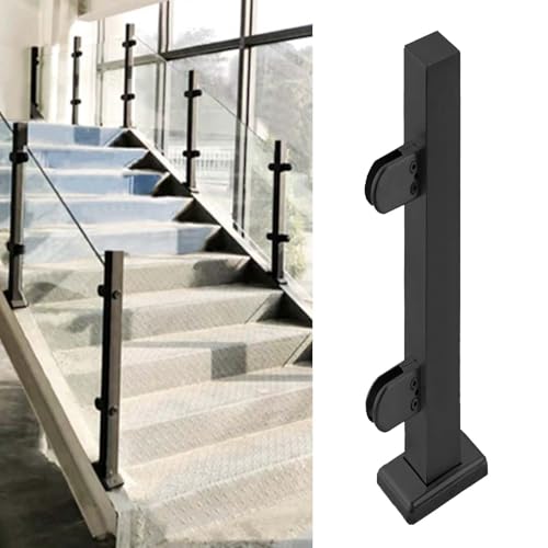 Geländerpfosten aus Edelstahl mit Klemme für Sicherheit im Innen- und Außenbereich, 91,4 cm hoch, Geländerpfosten, Glas-Leitplanke mit schwarzem Endpfosten, 95 cm Höhe von Generisch
