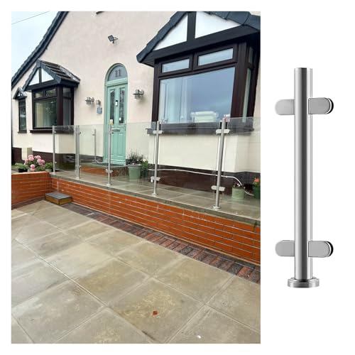 Geländerpfosten aus Edelstahl mit Klemme für moderne Treppen, Hof und Terrassendielen, gerahmtes Glasbaluster-System Geländerpfosten aus Edelstahl mit Klemme für moderne Treppen, Hof und Terrassendielen, gerahmtes Glasbaluster-System von Generisch