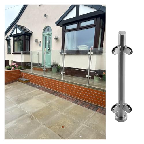 Geländerpfosten aus Edelstahl mit Klemme für moderne Treppen, Hof und Terrassendielen, gerahmtes Glasbaluster-System Geländerpfosten aus Edelstahl mit Klemme für moderne Treppen, Hof und Terrassendielen, gerahmtes Glasbaluster-System von Generisch
