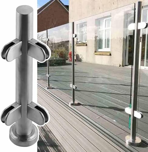 Geländerpfosten aus Glas für Außenbalkone Terrassen & Gärten - Glasscheiben Balustradenstützen und Klemmen für sichere Installation und moderne Ästhetik von Generisch