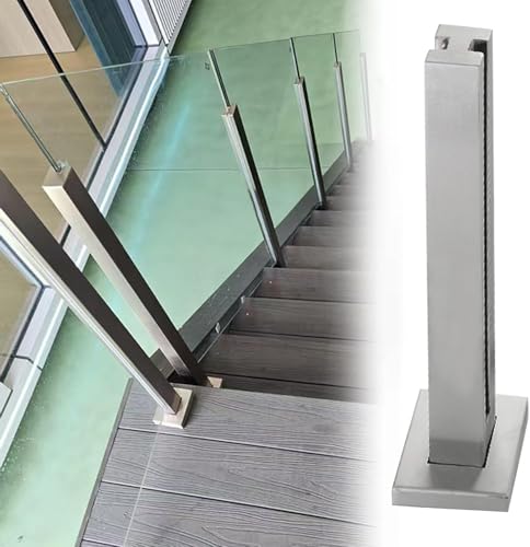 Geländerpfosten zum Klemmen für Treppen und Balkone, robuste Schlitzmontage, unterstützt 10–12 mm Paneele, 90 cm Höhe, Banister Ra Solution von Generisch