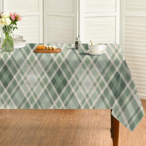 Gelbgrün Gitter Tischdecke Abwaschbar Quadratisch, Gartentischdecke für Outdoor Plaid, Tischdecke Grün Wasserabweisend, Tischtuch für Küche, Restaurant, Hochzeit, Bankett (80x80 cm) A80 von Generisch
