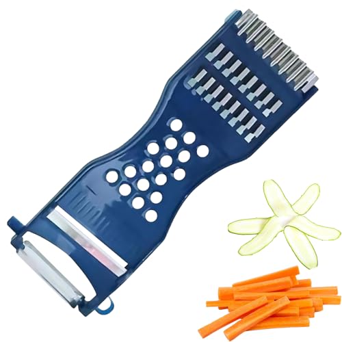 Gemüsefriseur Blau, 2025 Neu 6-in-1 Multifunktions Sparschäler, Gemüseschneider Gemüsehobel Kartoffelschäler Julienneschneider für Obst & Gemüse Mühelos Schälen (1) von Generisch
