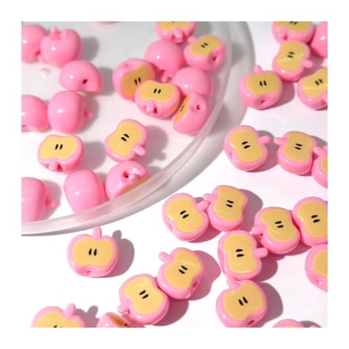 Generico 10 Stück bunte Kunststoffperlen für die Herstellung von Armbändern, Halsketten, Bastelzubehör (Pink) von Generisch