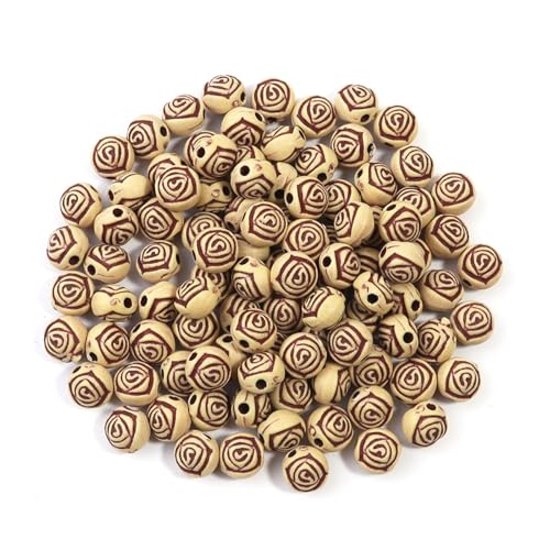 Generico 100 Holzperlen aus Acryl, 8 x 6,5 mm, rund, lose Abstandshalter für Armbänder und Anhänger zum Basteln (Light Color) von Generisch