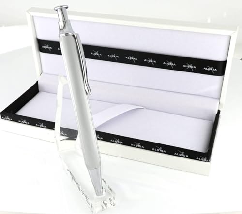 Generico Alexia Dreieckiger Kugelschreiber, elegantes Design, silberfarben, mit Etui Generico Alexia Dreieckiger Kugelschreiber, elegantes Design, silberfarben, mit Etui von Generisch