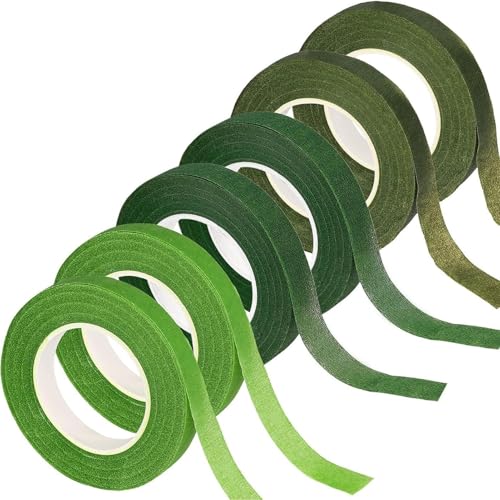 Generico Blumenband - 1/2 Zoll x 180 Yard Band | Blumenband für Blumensträuße | Starkes Klebeband | 6 Rollen Wraps For Crafts Projects Depagts Arts Florist Wedding Women Men von Generisch