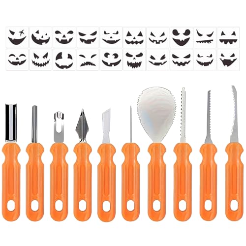 Generico Kit zum Schnitzen von Kürbissen, geeignet für Kinder, Werkzeug mit Kürbisschablone – Sägemesser und Rasiermesser zum Schnitzen mit Halloween-Handwerksmodellen Generico Kit zum Schnitzen von Kürbissen, geeignet für Kinder, Werkzeug mit Kürbisschablone – Sägemesser und Rasiermesser zum Schnitzen mit Halloween-Handwerksmodellen von Generisch