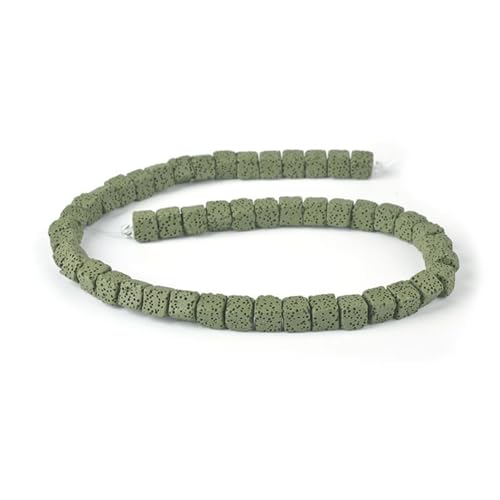 Generico Lot quadratische quadratische quadratische Steinperlen, 6/8 mm, zur Herstellung von DIY-Zubehör mit Anhängern. (Dunkelgrün, 7 mm 58 Beads) von Generisch