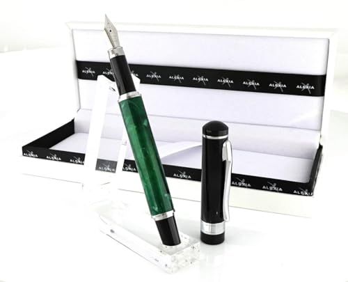 Generico Luxus-Füllfederhalter, marmoriert, Grün und Schwarz, elegantes Design mit Chrom-Finish von Generisch