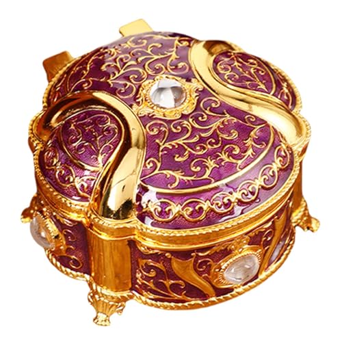 Generico Retro-Schmuckschatulle, Schmuckschatulle für Damen, Schmuck-Organizer aus Metall – tragbare runde Schmuckschatulle für Ringe, Armbänder, Uhren Generico Retro-Schmuckschatulle, Schmuckschatulle für Damen, Schmuck-Organizer aus Metall – tragbare runde Schmuckschatulle für Ringe, Armbänder, Uhren von Generisch