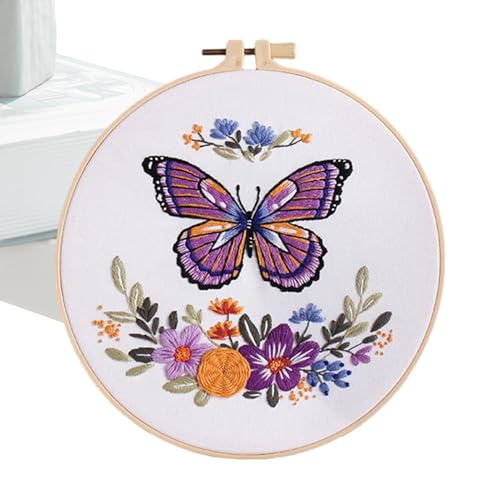 Generico Schmetterlings-Stickset, Tierstickerei-Set - Buntes Stickset für Anfänger, Stickset für Anfänger, rundes Nähen für Frauen Generico Schmetterlings-Stickset, Tierstickerei-Set - Buntes Stickset für Anfänger, Stickset für Anfänger, rundes Nähen für Frauen von Generisch