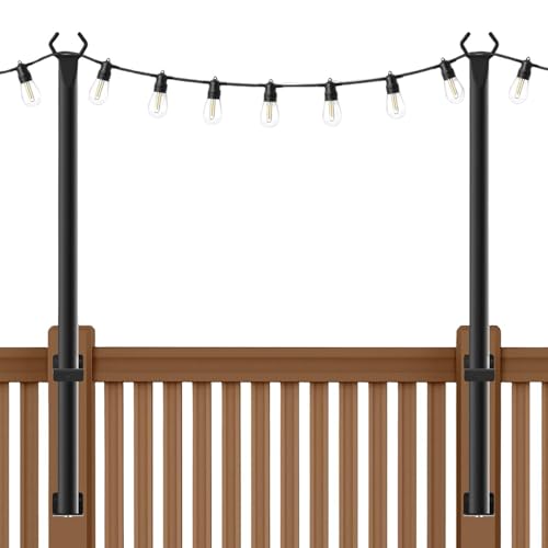 Generico für Lichterkette für den Außenbereich - Set mit 2 Halterungen für freistehende Terrassenleuchten mit Clip-Montage | 4FT Stahlpfosten für die Installation von Außenbeleuchtung auf Terrasse Generico für Lichterkette für den Außenbereich - Set mit 2 Halterungen für freistehende Terrassenleuchten mit Clip-Montage | 4FT Stahlpfosten für die Installation von Außenbeleuchtung auf Terrasse von Generisch