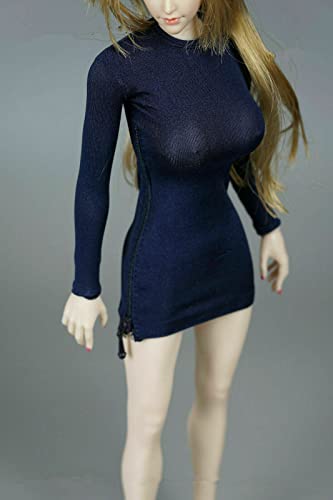 Generisch 1/6 Maßstab Weibliche Figuren Kleidung, Side Zipper Enger Rock Kleid Kleidung für 12 Zoll Nahtlos Actionfigur Körper Puppe (Dunkelblau) von Generisch