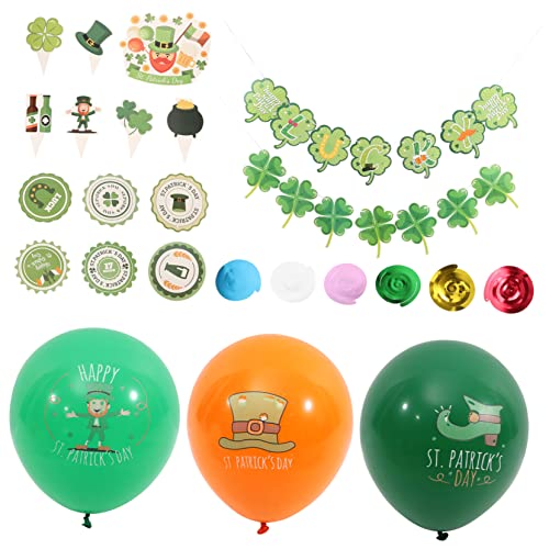 Generisch 1 Satz Vier Blättriges Kleeblatt Dekoration Girlande Danksagung Aufkleber St. Patrick's Day Party-layout-requisiten St Patrick Cupcake Topper St. Patricks Day Luftballons Papier von Generisch