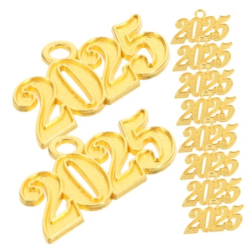 Generisch 10 Stück Abschluss-quastenanhänger 2025 Quastenanhänger Abschlusskappenverzierung Absolvent Hut Abschlussfeier 2025 Mit Quasten 2025-charms Abschlusshut Quasten Golden Metall von Generisch
