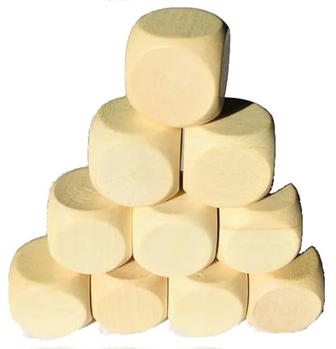 Generisch 10 Stück Holzwürfel, blanko, abgerundete Ecken, 20 mm Generisch 10 Stück Holzwürfel, blanko, abgerundete Ecken, 20 mm von Generisch