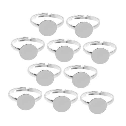 Generisch 10 Stück Teiliges Verstellbare Ringbasen aus Zinklegierung Diy Ringrohlinge für Schmuckherstellung Glatte Oberfläche Langlebig und Vielseitig Einsetzbar Bastelprojekte von Generisch