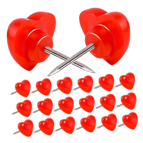 Generisch 100St Herznadel Foto-Push-Pins Bulletin Board Push Pins Reißzwecken für das Büro blattförmige Büroklammern buro zubehör Rote Pinnnadeln Planke dekorative Flache Stifte Stahldraht von Generisch