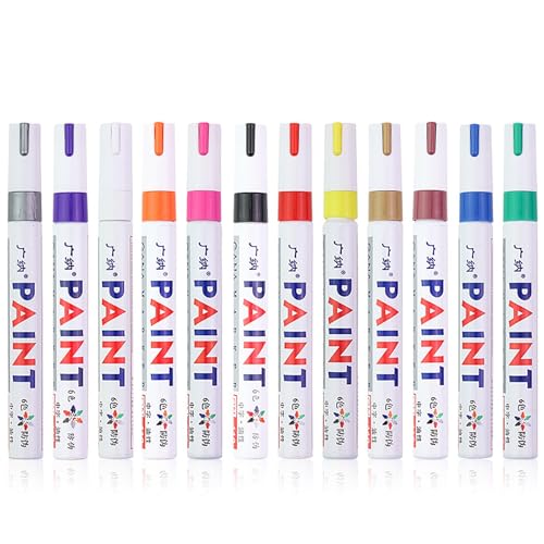 Generisch 12 Stück Marker Malen Zeichenstift, Wasserdicht Paint Marker Stift, für Autoreifen Reifenprofil Gummi Metall 5 ML (12xcolor, 12 Stück) von Generisch