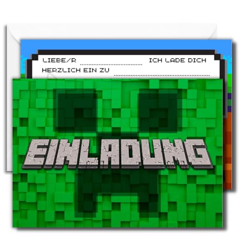 Generisch 12x EINLADUNGSKARTEN +Umschläge mit Videospiel Gamer Pixelmotiv in Hochglanzoptik für coole Mädchen & Jungen Gaming Kindergeburtstag Zocker Party Generisch 12x EINLADUNGSKARTEN +Umschläge mit Videospiel Gamer Pixelmotiv in Hochglanzoptik für coole Mädchen & Jungen Gaming Kindergeburtstag Zocker Party von Generisch