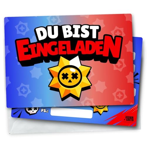 Generisch 12x EINLADUNGSKARTEN für Kindergeburtstag & Co. mit passenden Umschlägen - Karten Set mit Gamin´Stars Motiv von Generisch